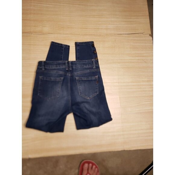 1822 Denim Womens Blue Skinny Ankle Jeans With Button Cuff Detail 6 - Picture 2 of 9